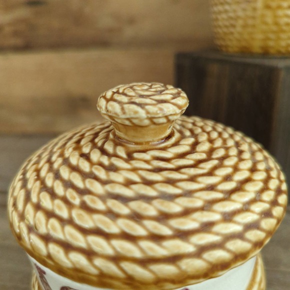 Vtg Tilso Rooster Creamer and Sugar with Lid Set / Braided Rope / Made in Japan - Picture 7 of 10